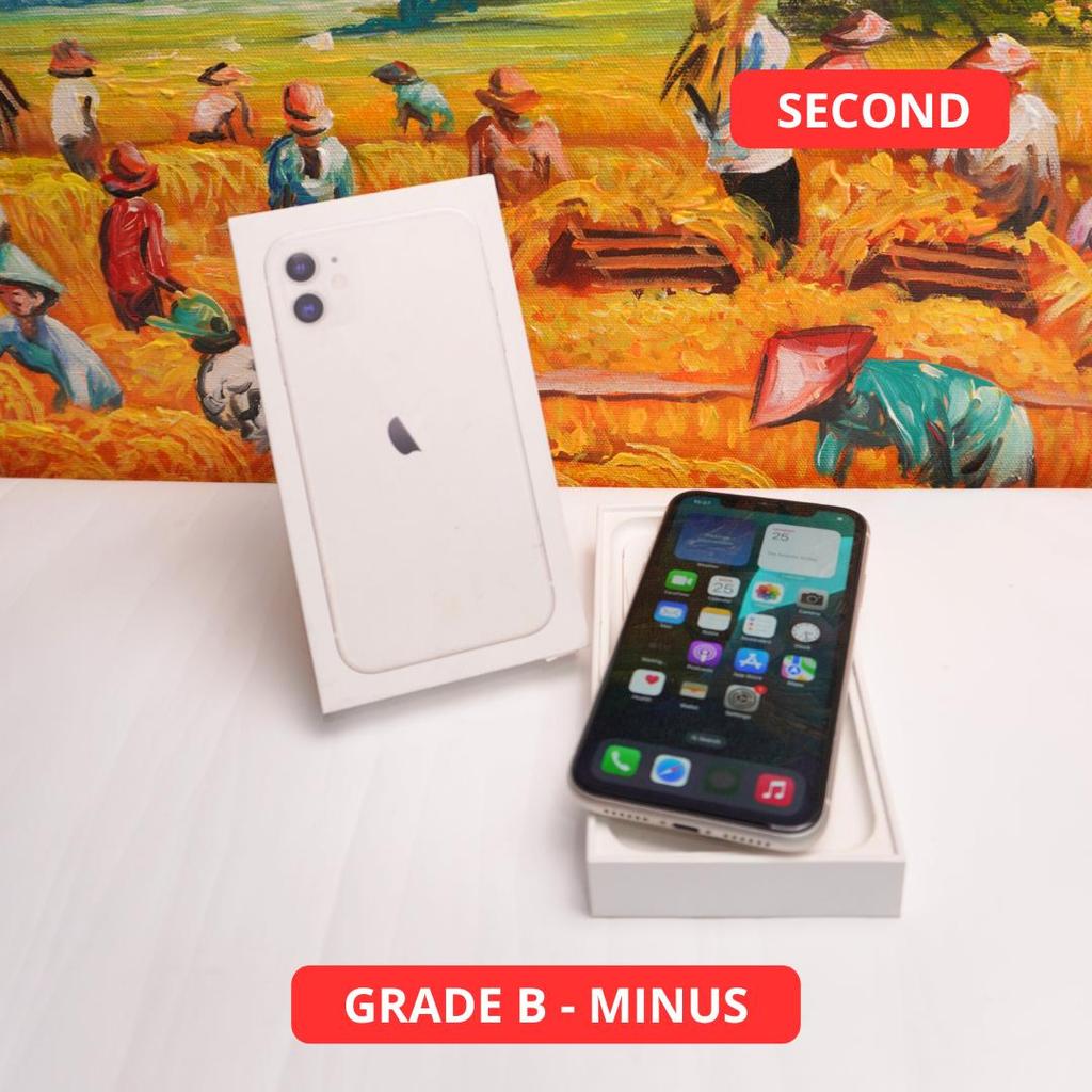 IPHONE 11 64 GB GRADE B - MINUS HP SECOND ORIGINAL SINAR MUTIARA CELL