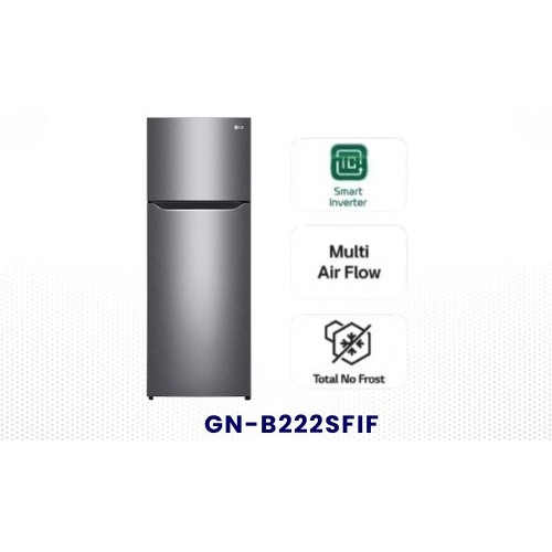 LG Kulkas 2 Pintu 209L Smart Inverter GN-B222SFIF Total No Frost Tanpa Bunga Es Garansi Resmi / 222 