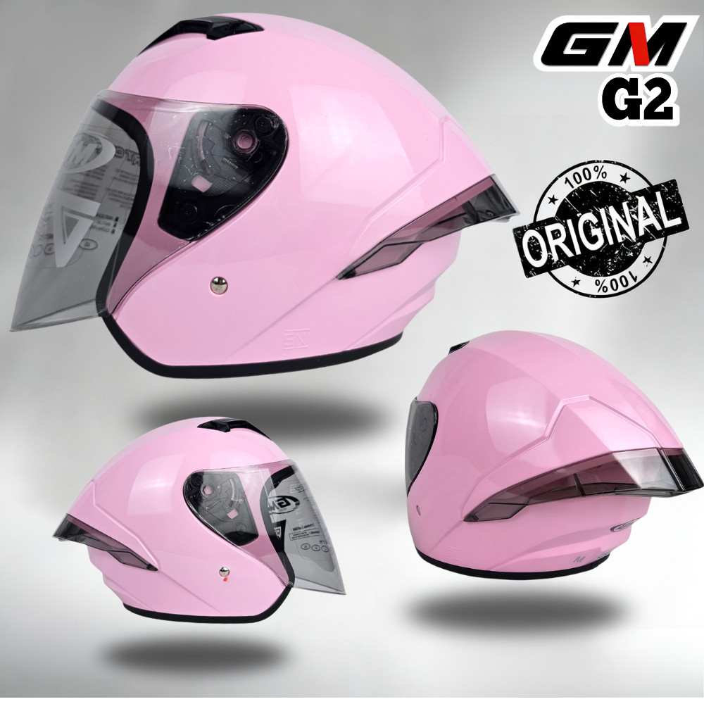 HELM GM G2 SOLID PINK ORIGINAL WARNA PINK CERAH | HELM HALF FACE SINGLE VISOR SNI FULL KNOCK DOWN