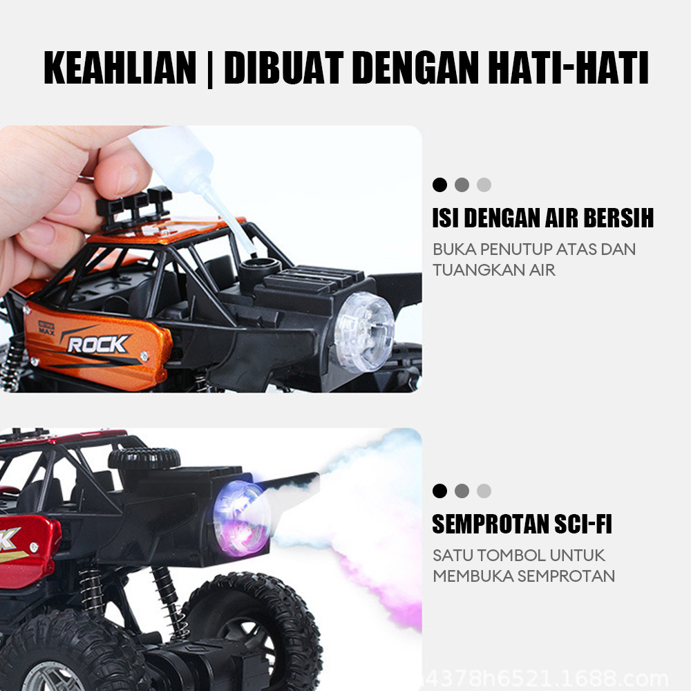 PROMOWETECH Mobil Remote Control Alloy Offroad dengan Fitur Semprotan Air Mobil Panjat untuk Semua M