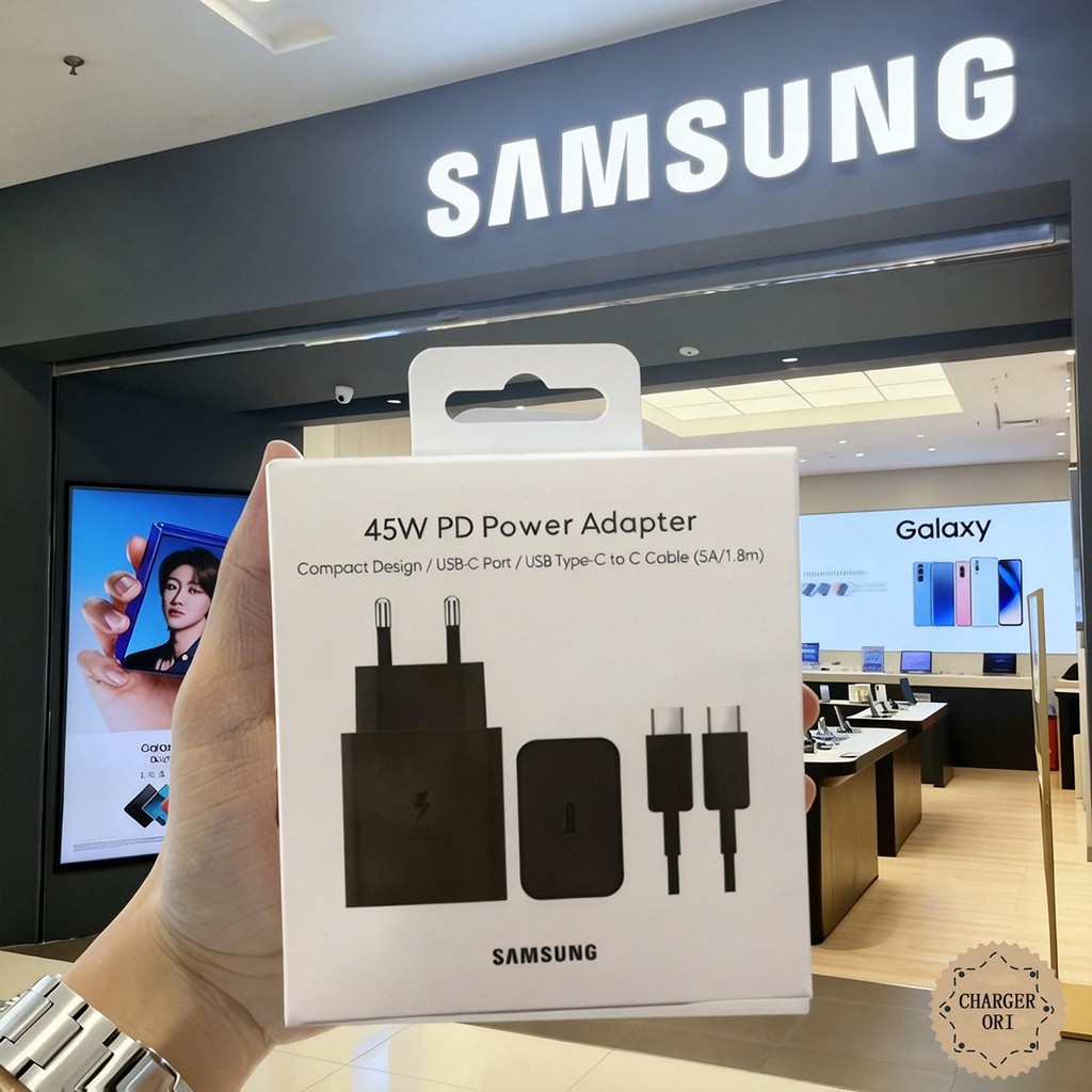 100% Original Samsung Charger Fast Charging 25W/45W 3A/5A  Type C to C Kabel 1 Meter/1.8 Meter