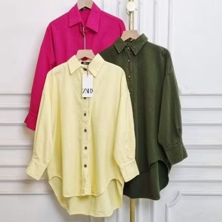 FIROSADA  Kemeja Jeans Wash Lembut Premium Zara Wanita