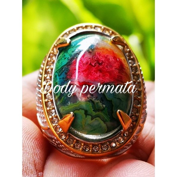 Batu akik natural pancawarna edong jumbo