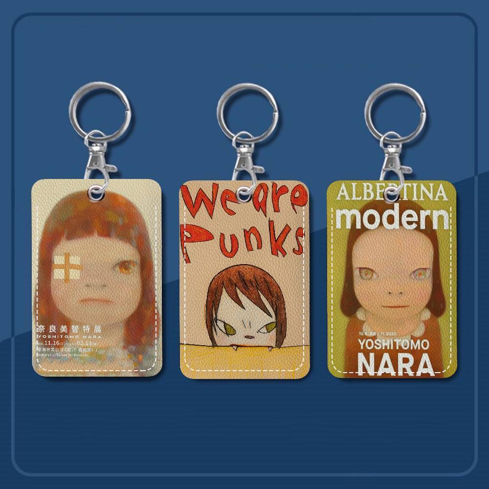 Yoshitomo Nara Dream Doll Keyain With Access Card Holder, Bus Pass & Meal Card ID Bank Card Protecti
