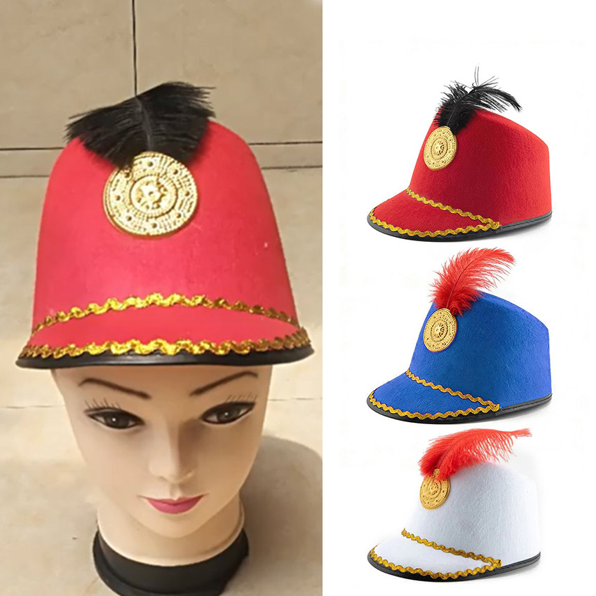 Topi Kostum Drumband Marching Band Bulu Hias / Topi Mayoret Drumband / Topi Karnaval Mewah / Topi Pa