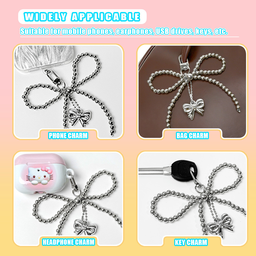 Love Ribbon Keychain Y2K Series 2 | Gantungan Kunci Hati Silver Gantungan Kunci Korean Style chic Li