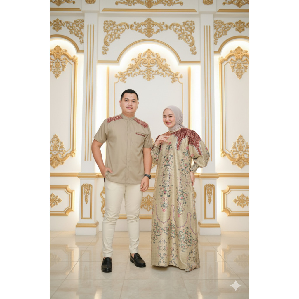 PCJC Collection Sarimbit Adiva & Adnan Gamis Bahan Mirabela Silk Kemeja Bahan Toyobo Sarimbit 2026 B