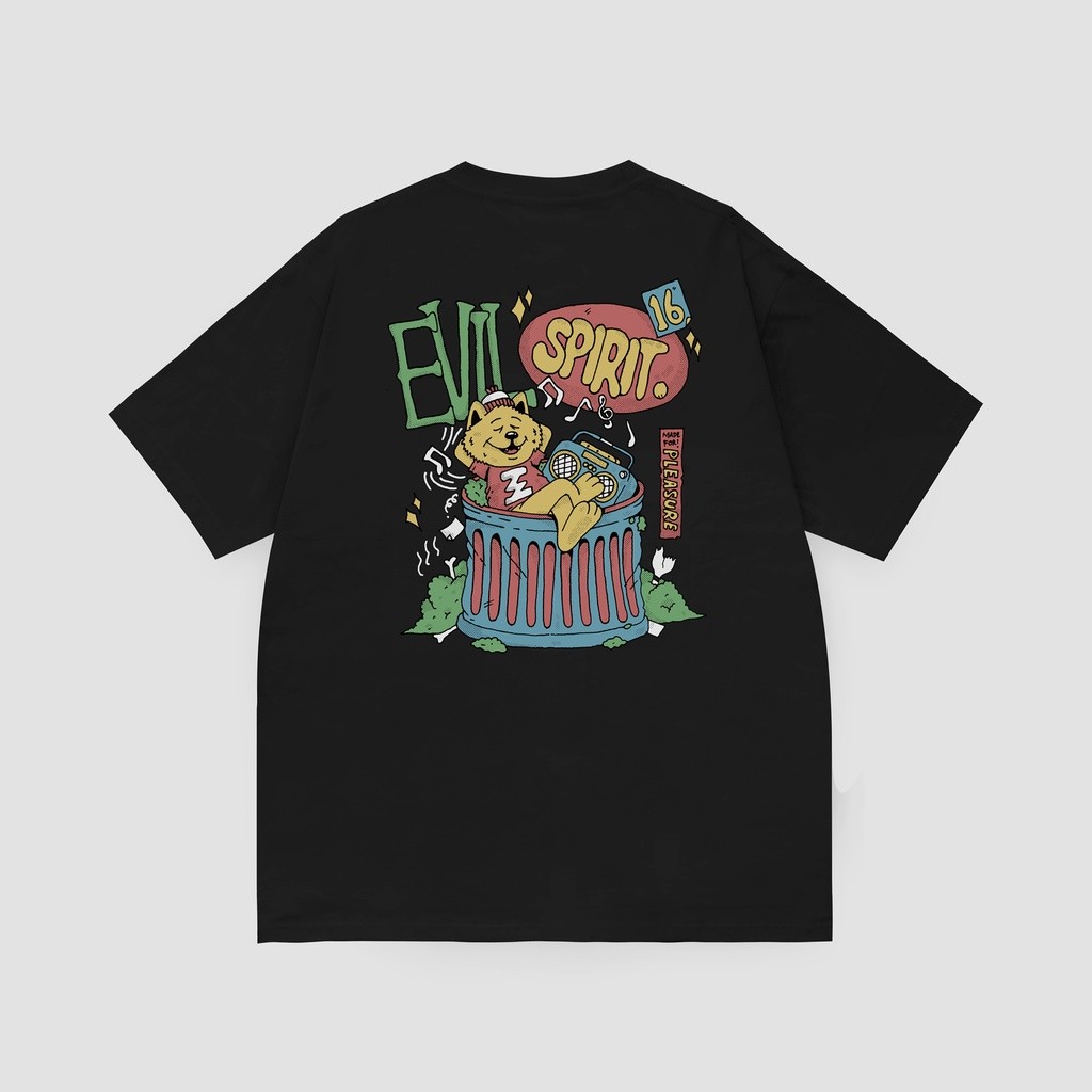 Kaos Casual EVILSPIRIT KAOS - TRASH CAT BLACK UNISEX