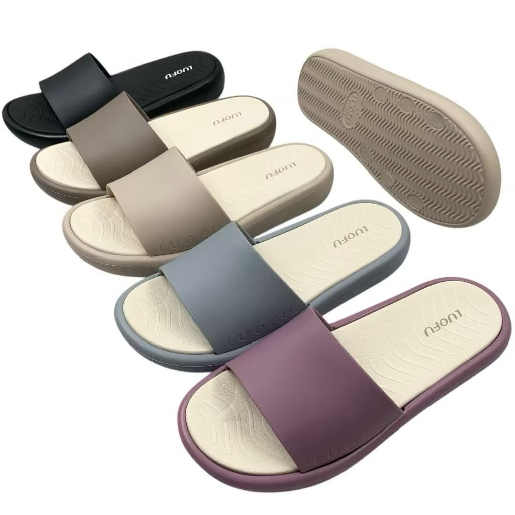 LUOFU - Sandal Selop Wanita Karet Polos Ringan Empuk E7208 - BR2L - LUOFU WANITA Luofu Import