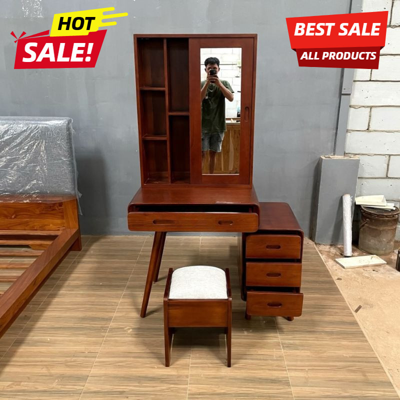 Meja Rias Kayu Jati Solid | Meja Rias Retro Minimalis | Furniture Jepara Asli | Meja Rias Jati Elega
