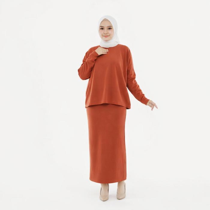 Marvella One Set Rok – Knitt Premium | by whitemusk Setelan fashion Muslim Wanita rajut knit kernit 