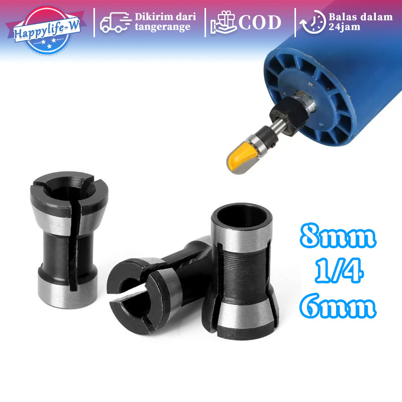Collet Chuck Adapter 3pcs/Set Ukiran Chuck Router Bit Collet 6/6.35/8mm Mata Router Bits Untuk Mesin