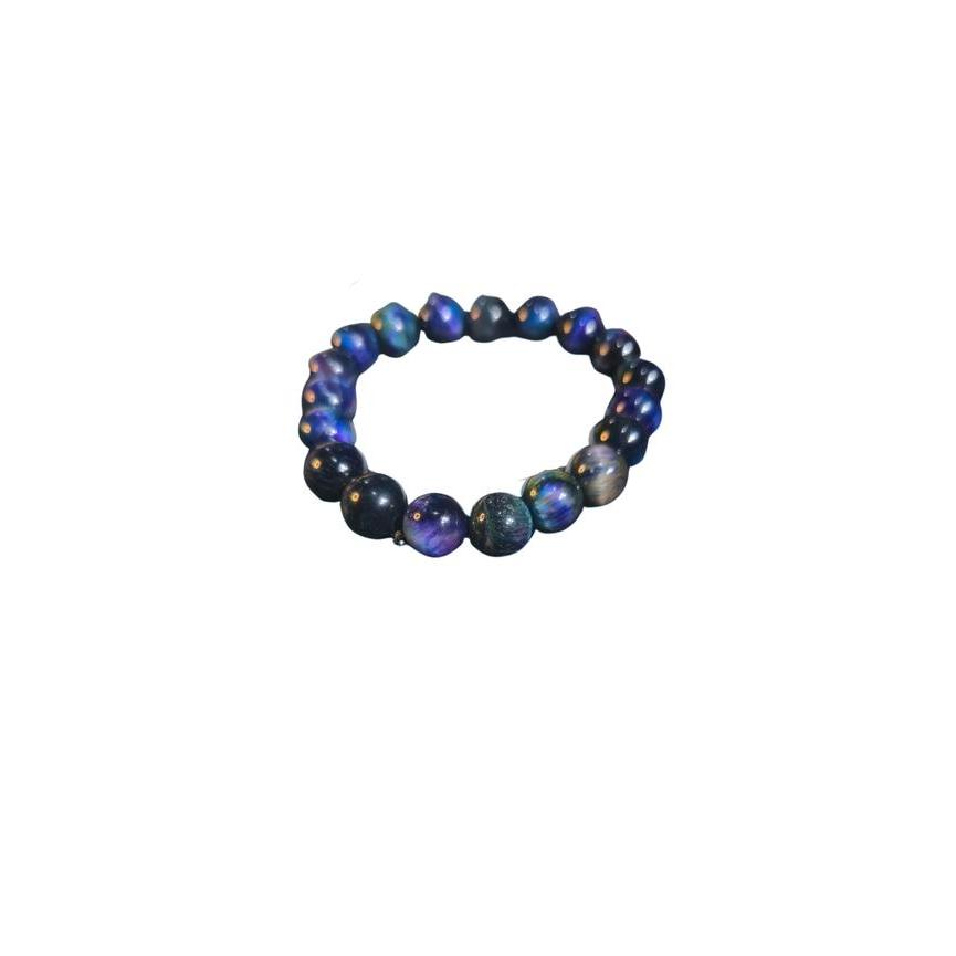 Gelang Batu Blue Tiger Eye Asli 10mm diameter batu