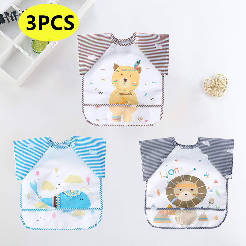 3PCS/SET Summer Baby Bibs Smock Sleeveless Waterproof Apron or 1PCS/SET Summer Baby Bibs Smock Sleev