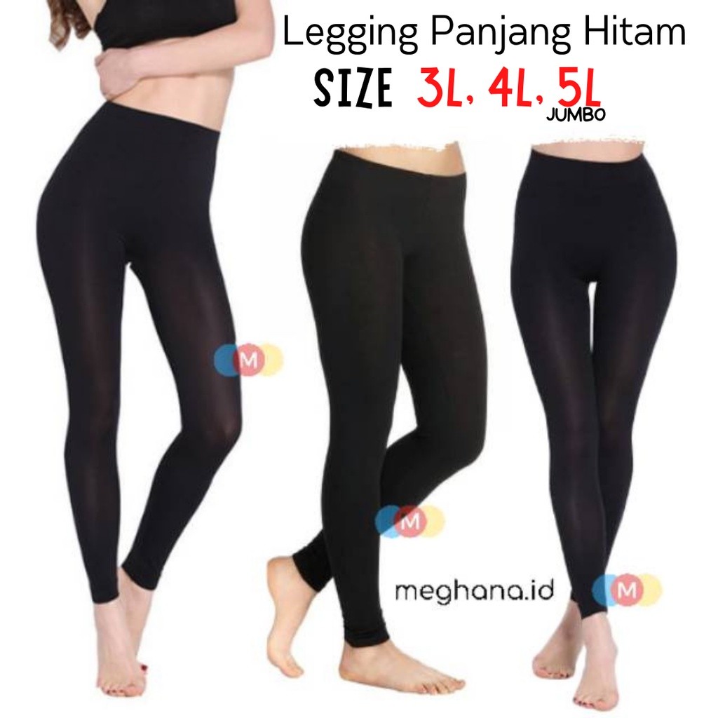 Legging Wanita HITAM 5L Panjang Polos Yoga Gym Fitness Zumba Aerobic Obic Forever 2009 - 5L