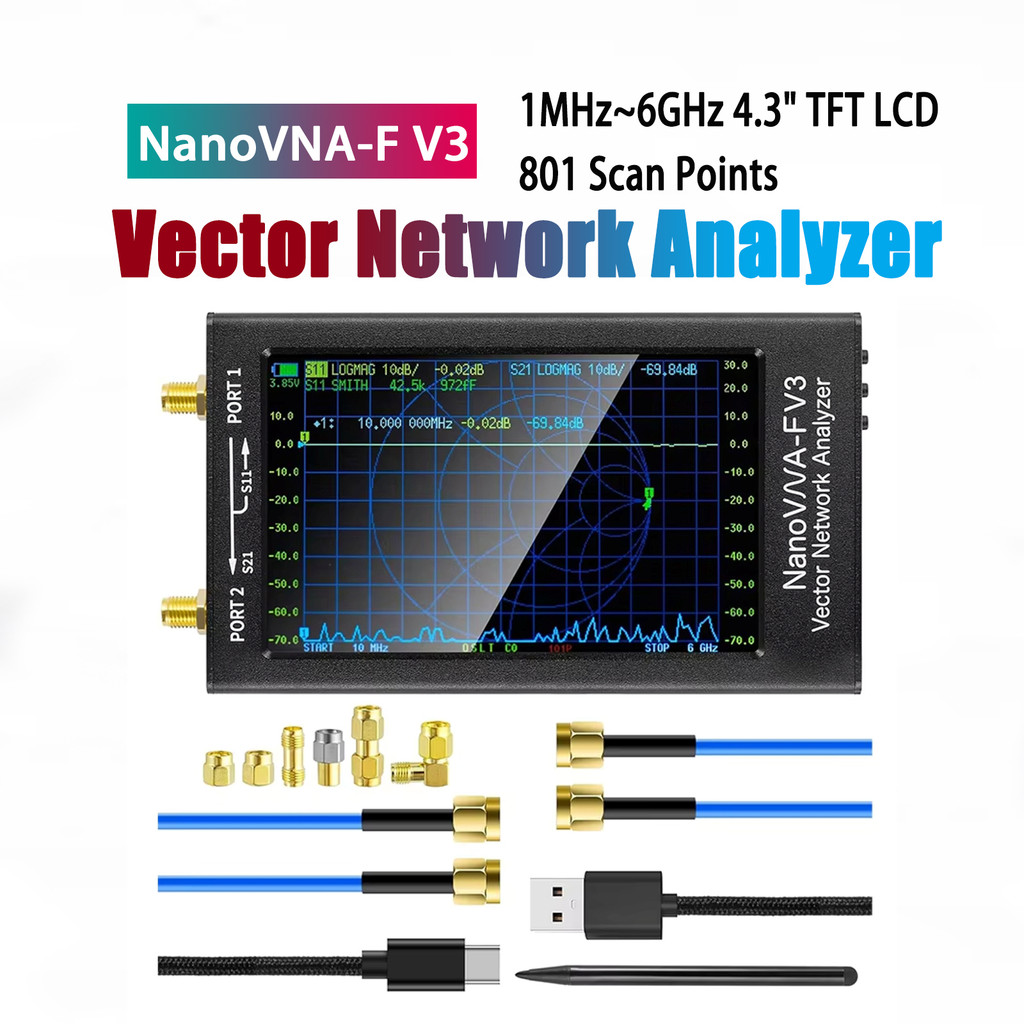 Original Nano VNA 4.3 Inch NanoVNA-F V3 Vector Network Analyzer 1MHz-6GHz HF VHF UHF VNA Antenna Ana