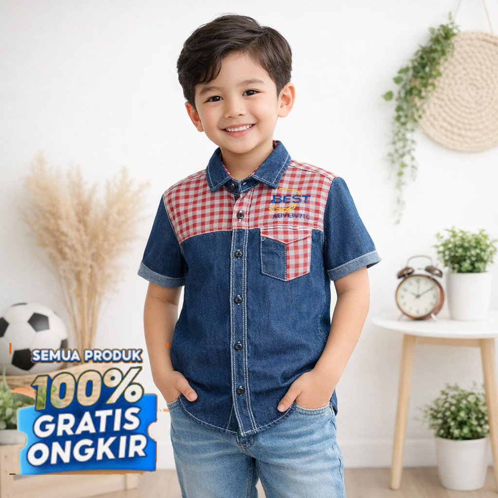 Obral Kemeja Pendek Levis / Spor Hem Anak Motif Merk Roosy- pakaian pria lainnya