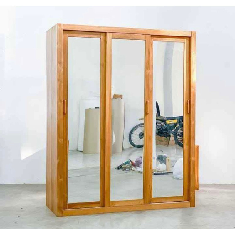 Lemari Pakain Sliding Full Cermin/Lemari Sliding Jati Minimalis