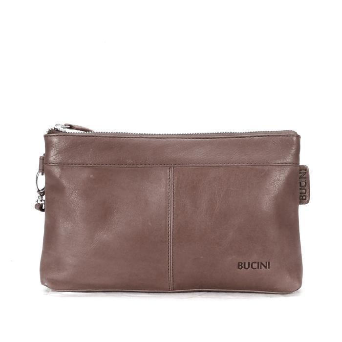 Leather Clutch & Pouch - Tas Tangan Kulit Pria & Wanita BUCINI Banae - Dark Coffee