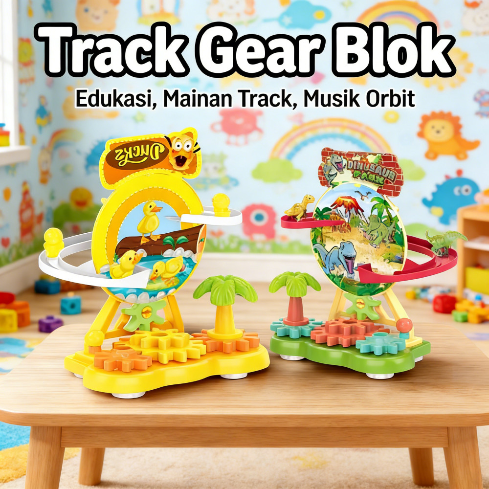 Rotating Gear Dinosaurus Paradise Edukasi Instrumen Building Blocks Anak Mainan