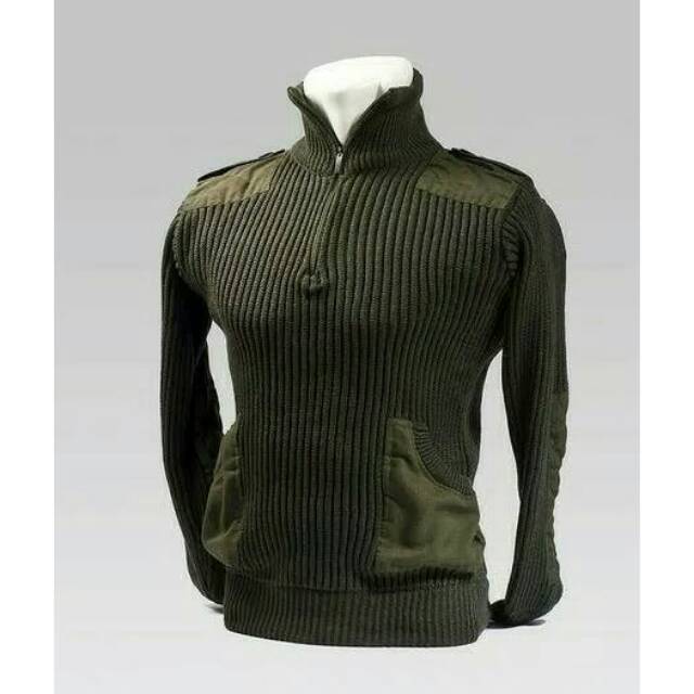 Sweater pria hijau army / sweater rajut tactical airsoft outdoor