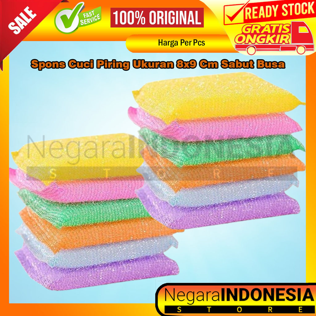 Spons Cuci Piring 8x9 Cm Serbaguna Sabut Busa Dapur Logam Alat Makan Panci Wajan Gelas Kompor Sendok