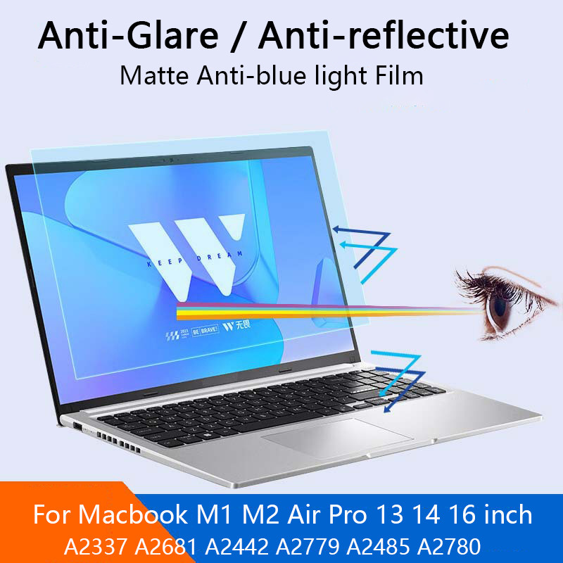 Anti-blue light Screen Protector For Macbook 13.6/13.3/14.6/15.6/17.6in Anti-reflective Matte Film A