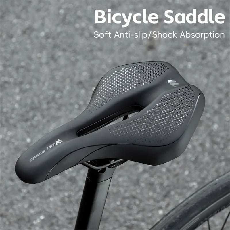 West Biking Sadel Sepeda Empuk Cushion Lebar PU Leather Tahan Air Ergonomis MTB Soft Seat Nyaman