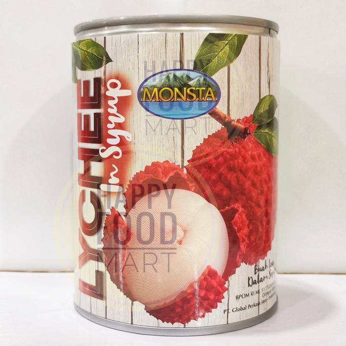 MONSTA LYCHEE IN SYRUP 565 GRAM/BUAH LECI KALENG HALAL/LECI SIRUP/LYCHEES/KELENGKENG/LENGKENG