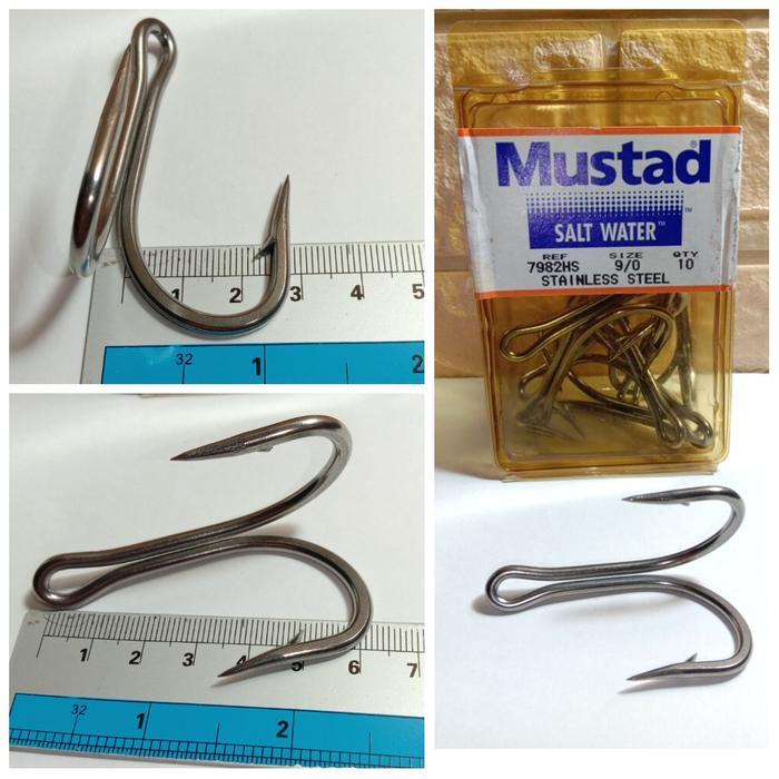 Kail Mustad double hooks salt water 7982HS no 9/0  Harga /pc