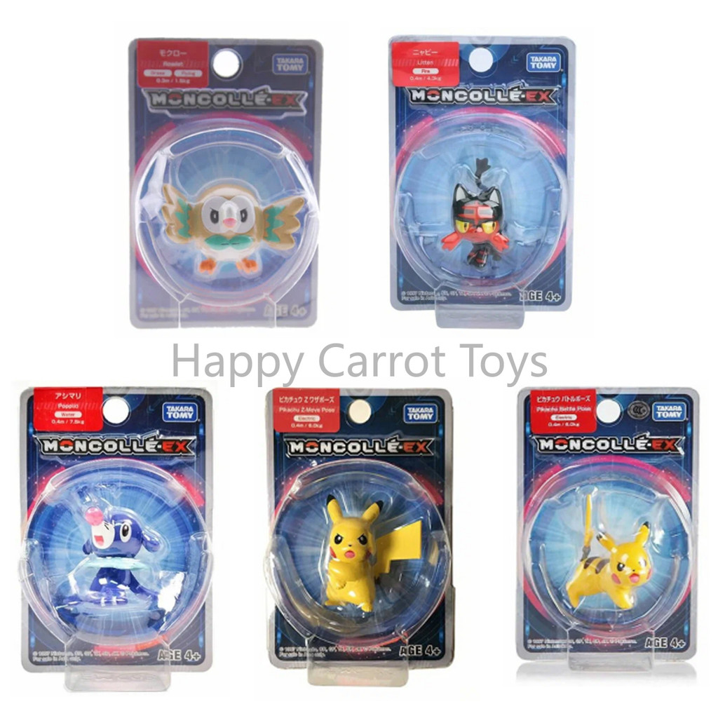 Takara Tomy Pokemon Moncolle EX Litten Pikachu Popplio Rowlet Mini Action Figure Classic Anime Colle