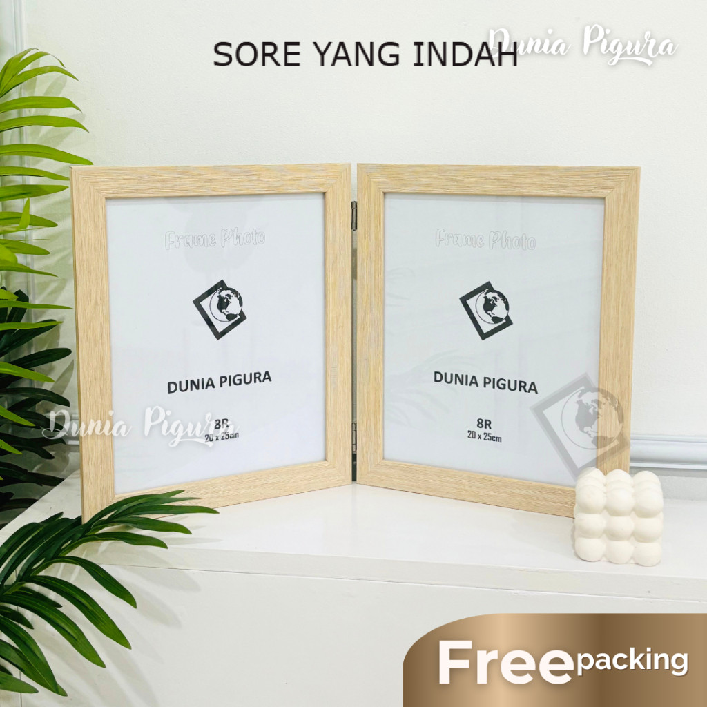 Bingkai Foto 8R A4 Lipat Minimalis PAKAI KACA / FRAME LIPAT 2 BINGKAI