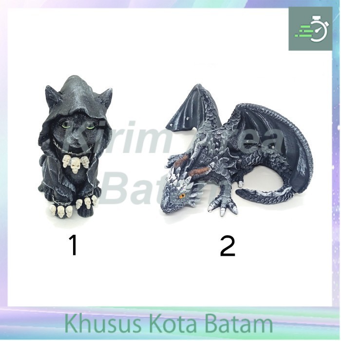 Patung pajangan 15 cm kucing gothic cat reaper naga dragon