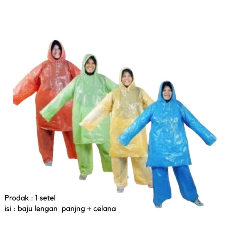 JAS HUJAN PLASTIK SETELAN BAJU CELANA HDPE SATUAN MAKASSAR