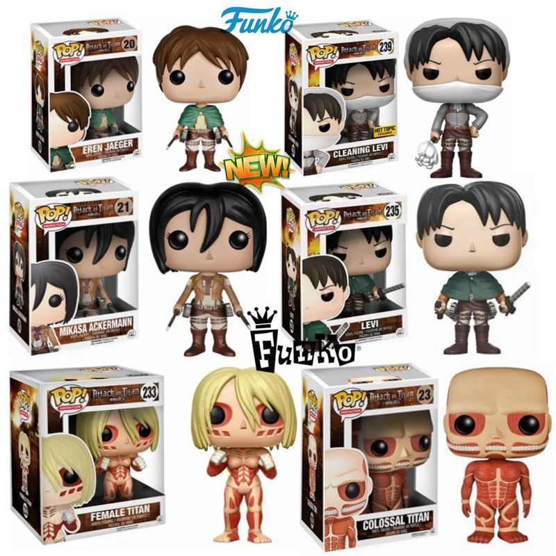 Funko Pop Attack On Titan COLOSSAL TITAN #23 FEMALE TITAN #233 Levi #235 MIKASA 21# EREN 20# Action 