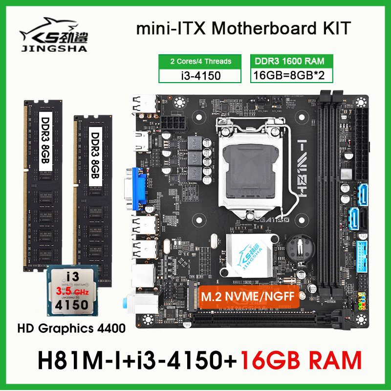 H81 itx Motherboard processor and memory kit core i3 4150 CPU 16GB ddr3 PC RAM placa mae lga 1150 mo