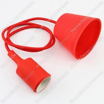 Kabel Fitting Gantung Lampu Bohlam Edison Silikon Karet Warna Merah