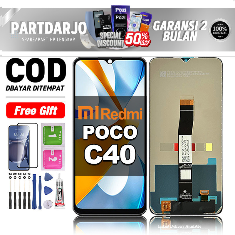 LCD POCO C40 Fullset hp layar Touchscreen untuk Glass Touch Screen Digitizer COD original free lem-a