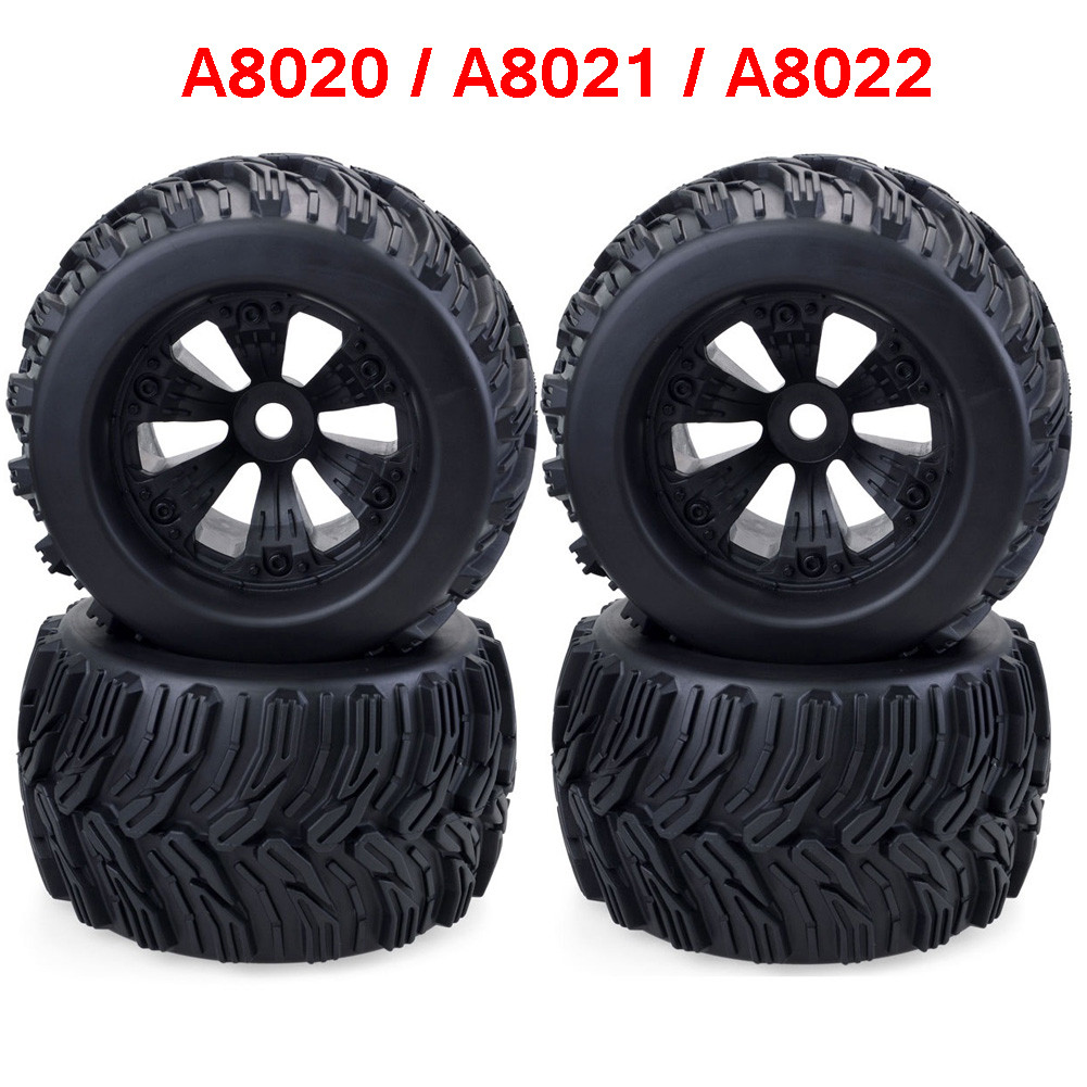 4PCS 165MM 170mm Monster Truck Wheels Rim Tire 17mm Adapter Hub Hex for 1/8 RC Off-Road Car HPI Redc