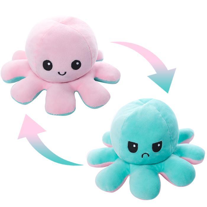 Soft Cute Toys Reversible Bipolar Octopus Doll Toy Plush Mood Switcher boneka Gurita 2 Ukuran M & S 