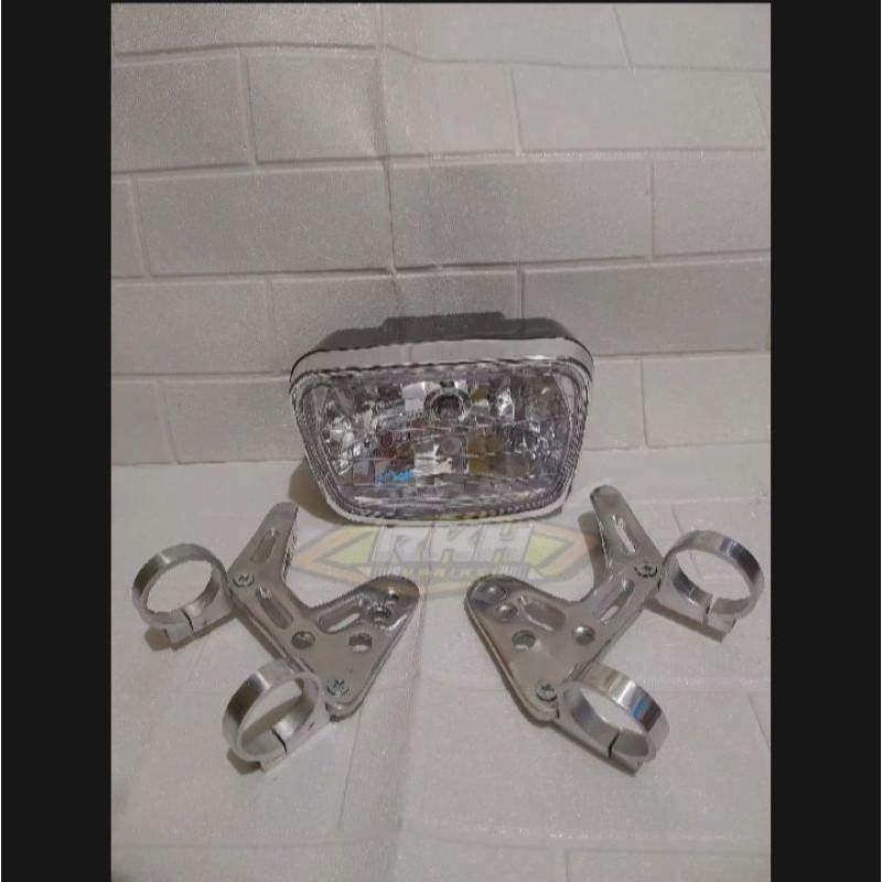 paket reflektor rx king kaca bening plus kupingan b-pro / lampu depan rx king plus kupingan model b-