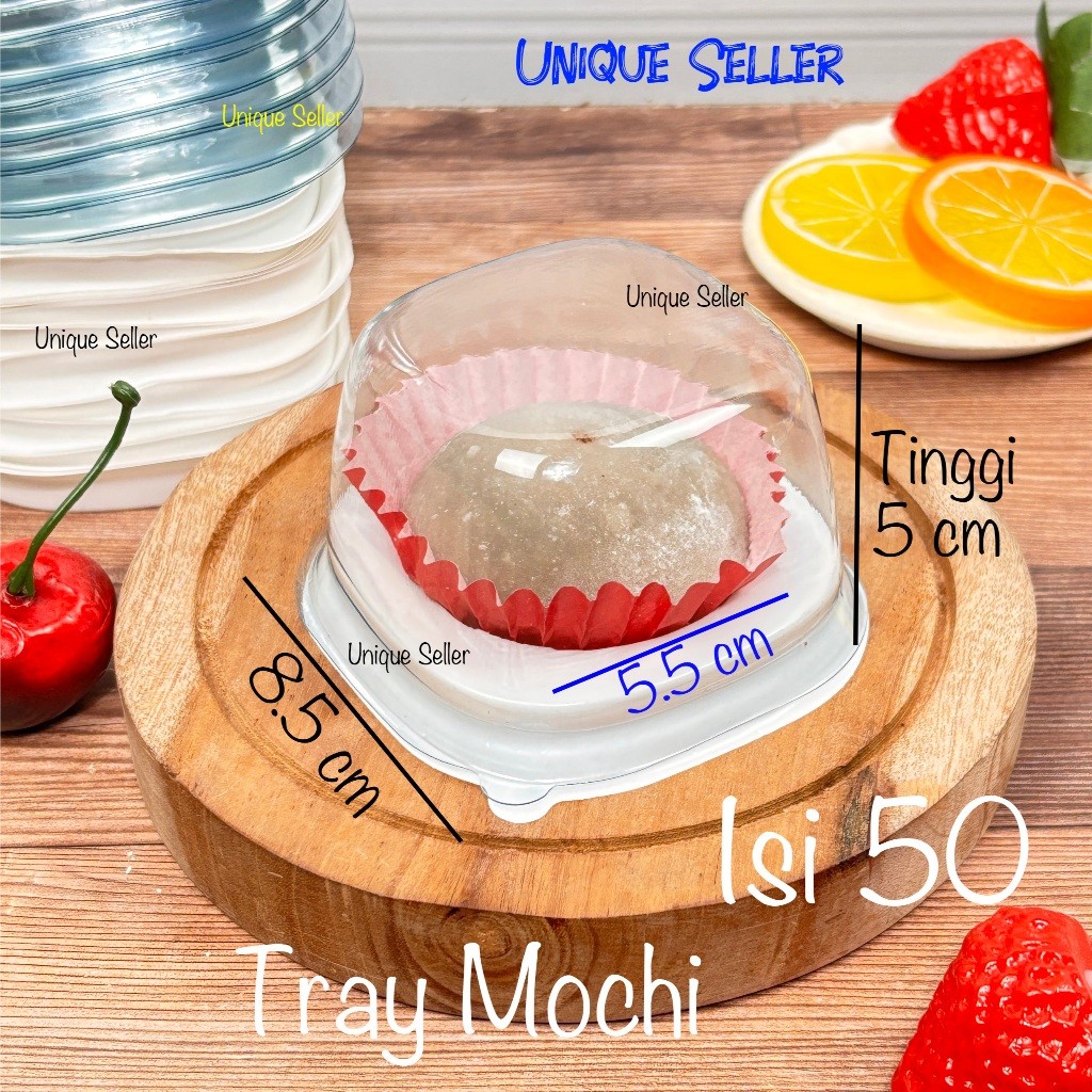 Tray Mika Kue Mochi isi 1 - isi 50 Set / Mika Kue Roti Onde Cake Brownies Kotak Kecil 5.5 cm Putih