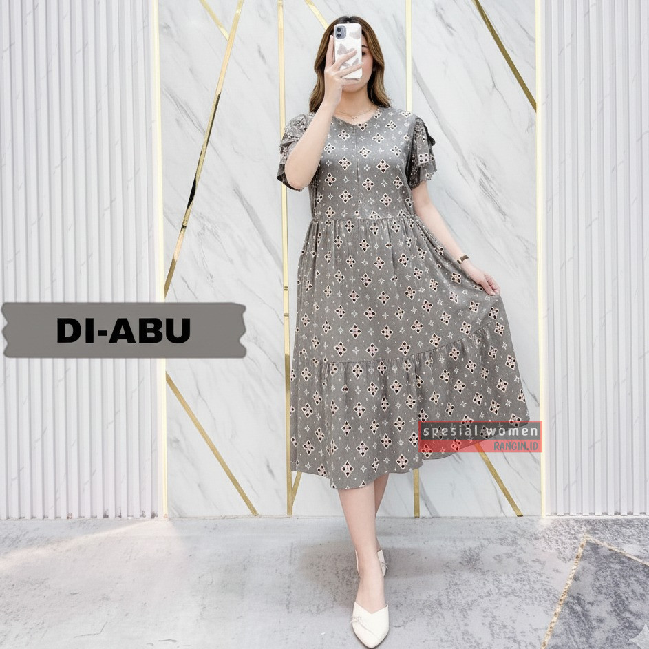 Daster Busui Rayon Premium Midi Dress Wanita Casual Susun Rempel Batik Pekalongan Bumil Kekinian