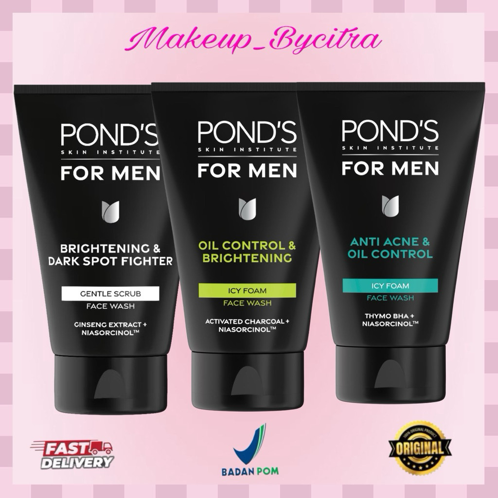 POND’S Skin Institute for Men Brightening & Dark Spot Fighter FACE SCRUB 100g- FACIAL SCRUB Pria Men