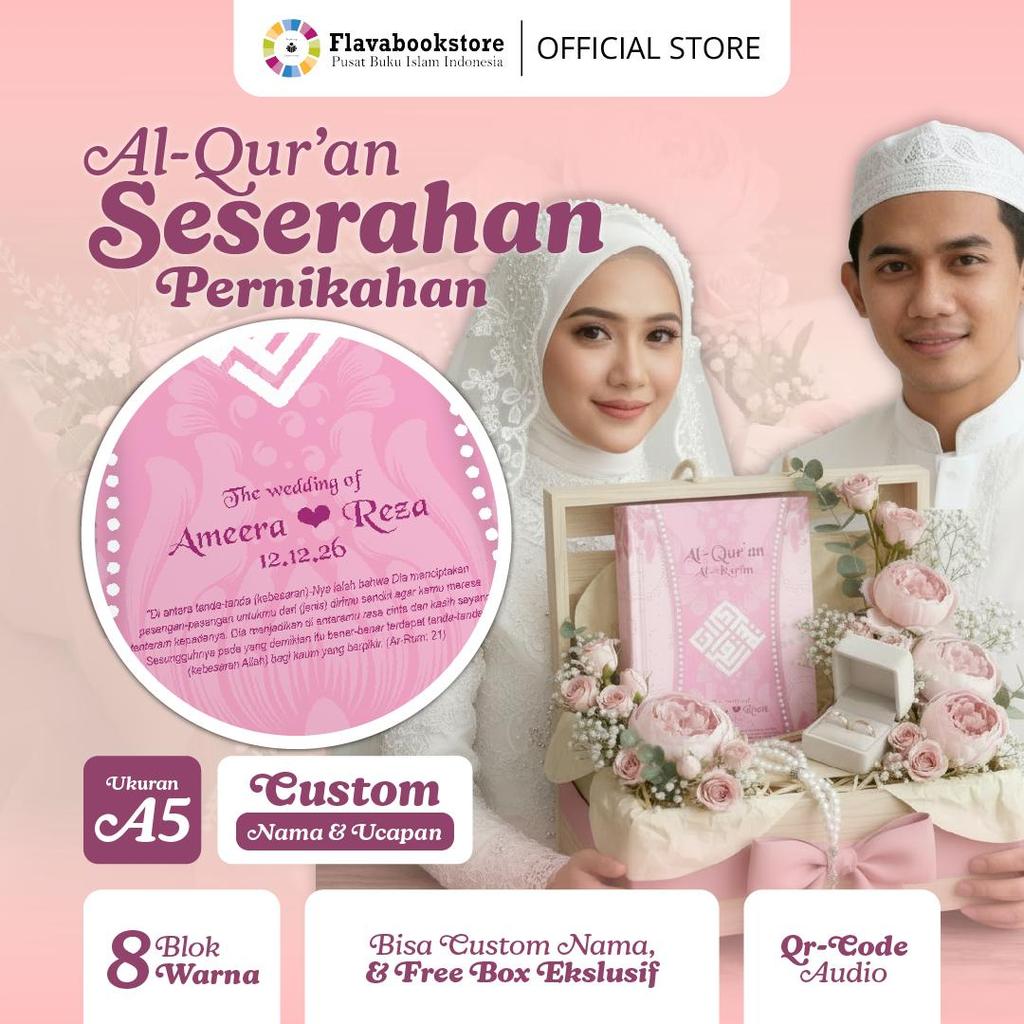 Al Quran Seserahan Pernikahan Batik Series A5 - Al Quran Spesial Kado Pengantin Islami  8 Blok Terjemah Warna - Says Quran