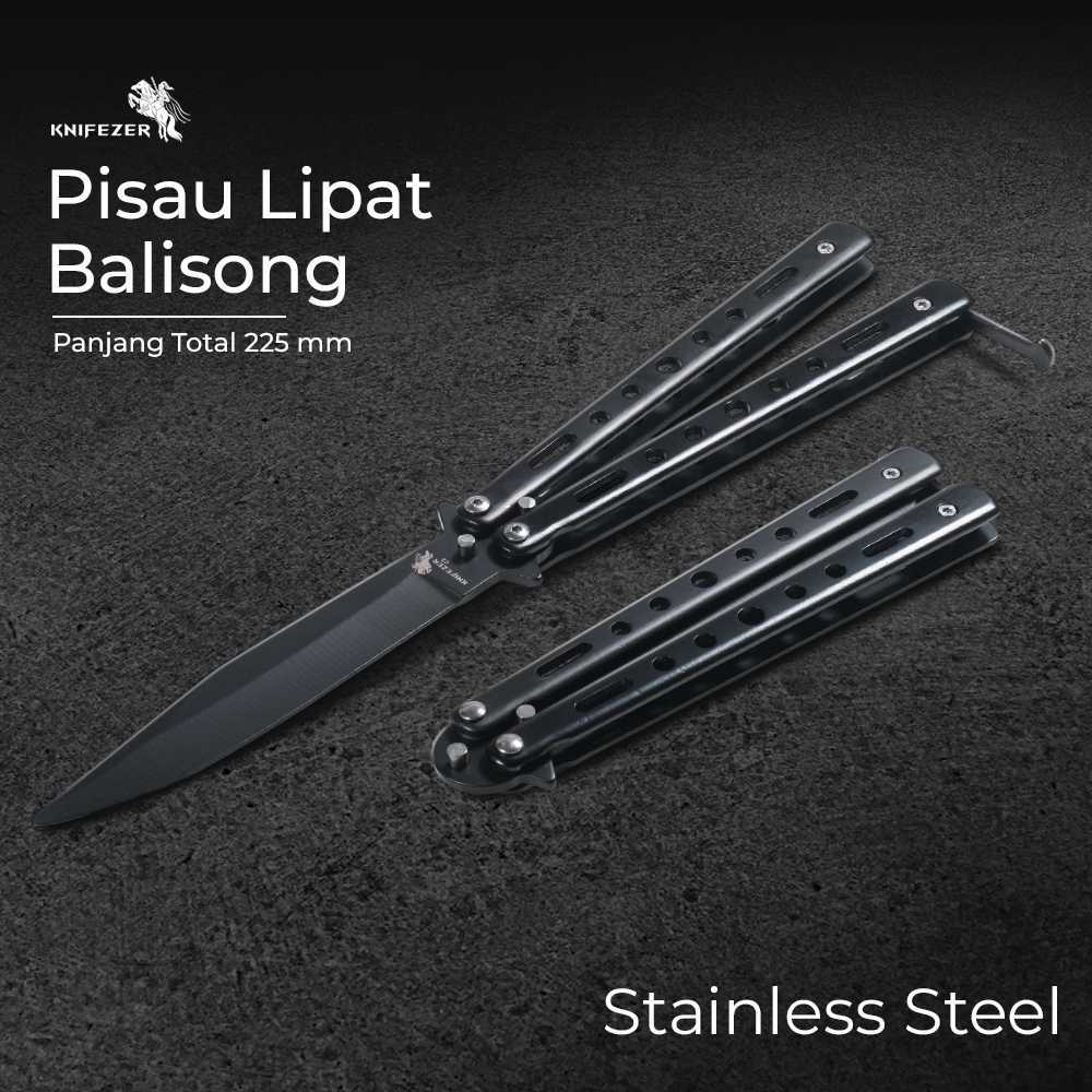 KNIFEZER Pisau Lipat CS GO Balisong Folding Knife Stainless Steel - C3