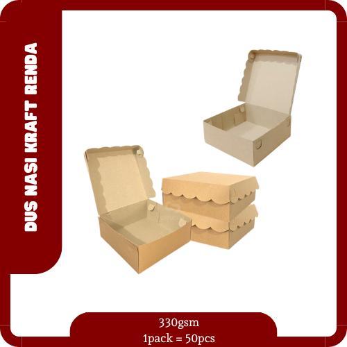 Dus Nasi Kotak 18x18 Putih | Dus Nasi Catering ukuran 18 | Box Nasi 18x18 Kraft | ISI 50 PCS - Tanpa