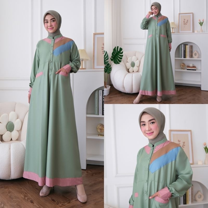 Gamis Katun Toyobo Fudu Adhara Kombinasi