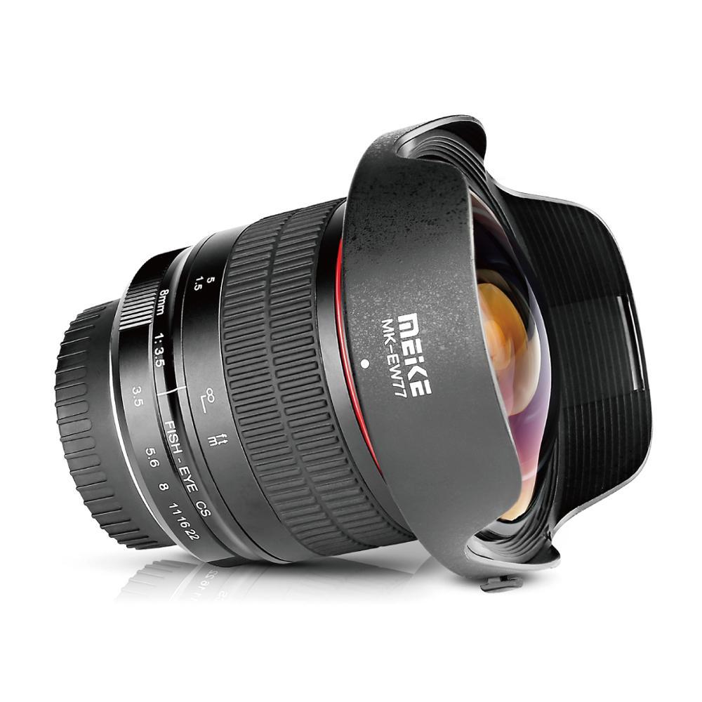 Lensa Fisheye Ultra Wide Meike 8mm f3.5 untuk Kamera Canon EOS EF / Nikon F-Mount dengan APS-C/Full 