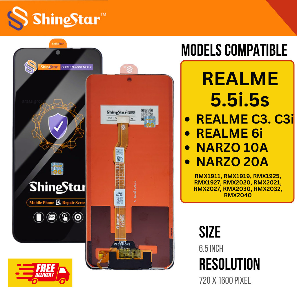 [LCD SHINESTAR]LCD+TS Shinestar KOMPATIBLE Realme 5I/5/5s/6I/C3/C3I/Narzo 10a/A31 2020/A5 2020/A9 20